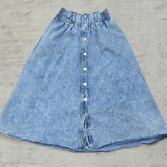 North West Blue Company Vintage 80s Acid Wash Western Denim Prairie Skirt Size 6 - Picture 9 of 9